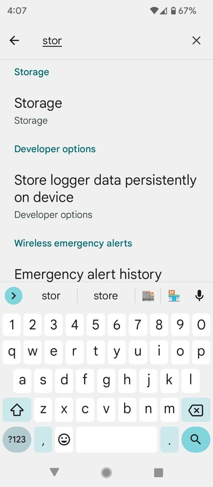 Поиск раздела «Хранилище» в настройках Android