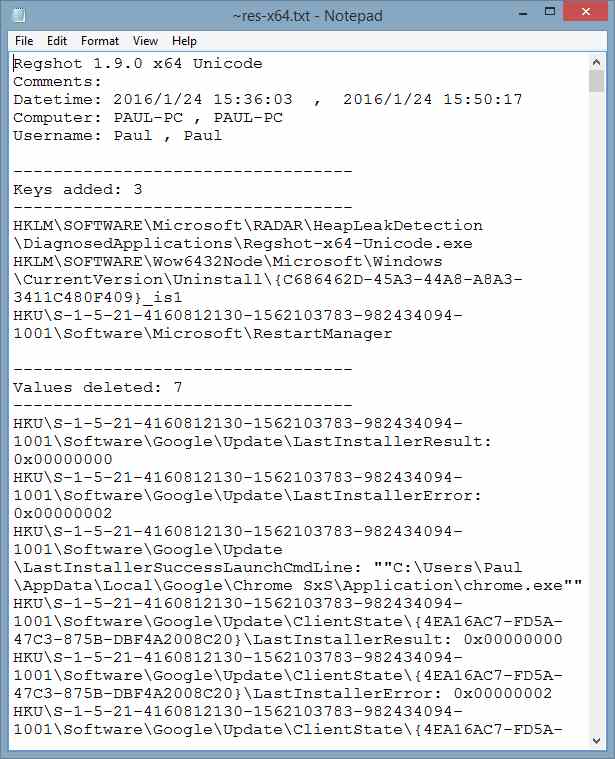 Текстовый лог изменений реестра