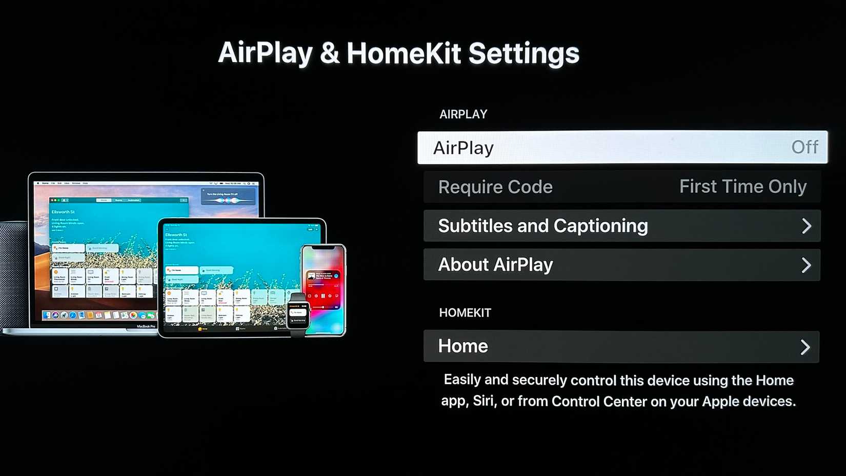Настройки AirPlay и HomeKit на телевизоре LG OLED