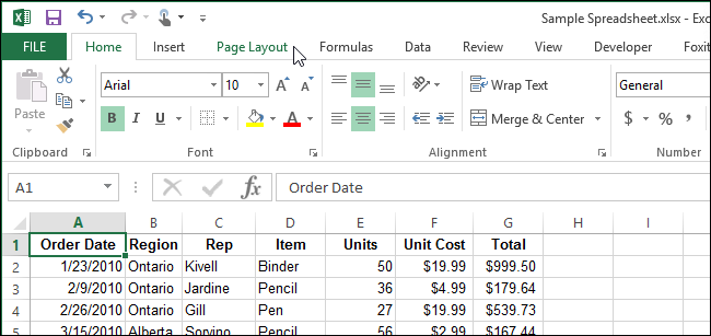 Вкладка Разметка страницы в Excel