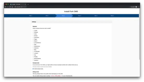 Настройки инсталлятора Fork