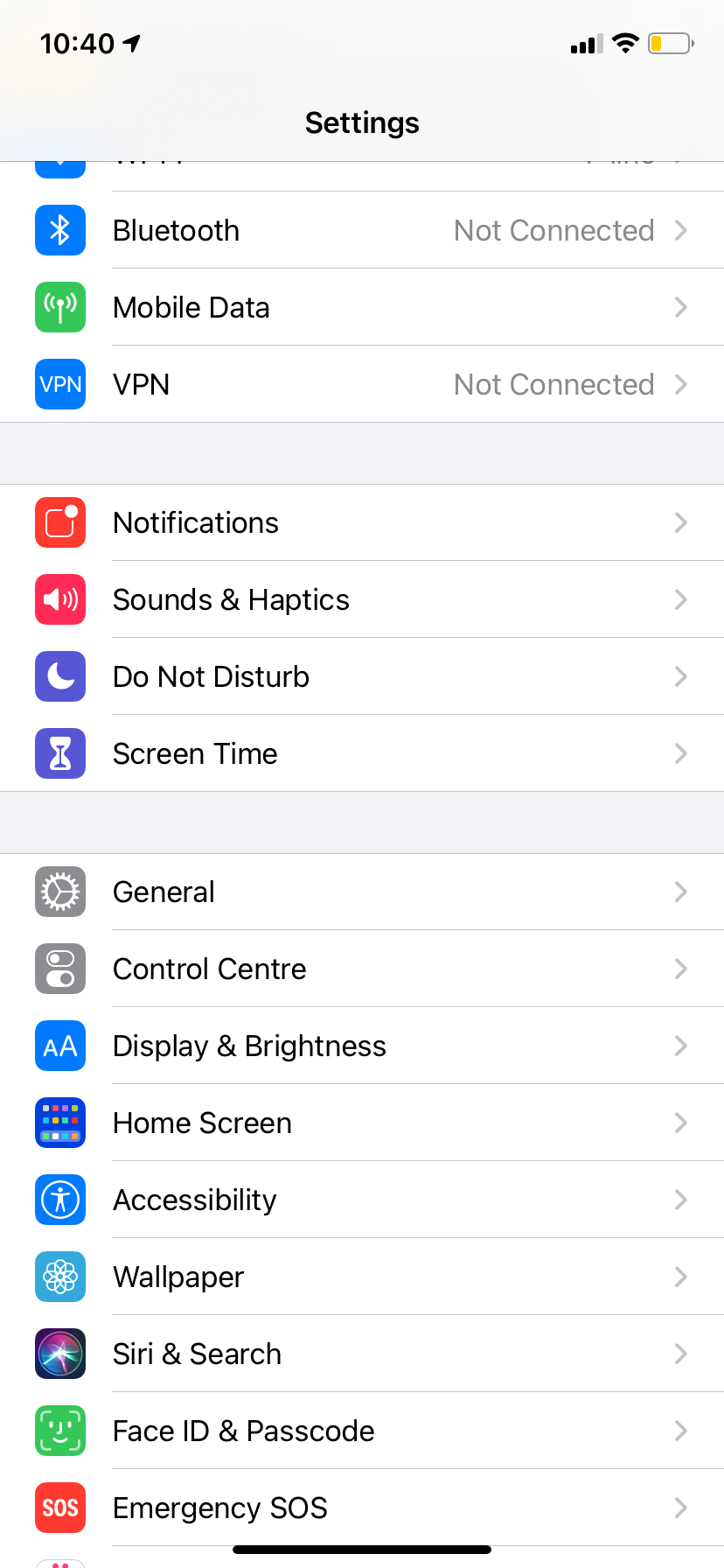 Экранное время на iPhone — экран Настроек