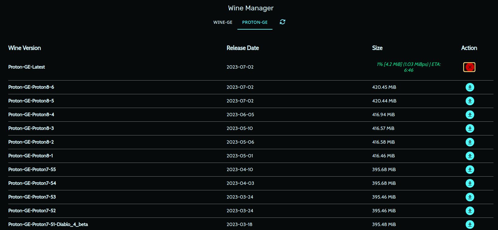 установка разных версий wine proton