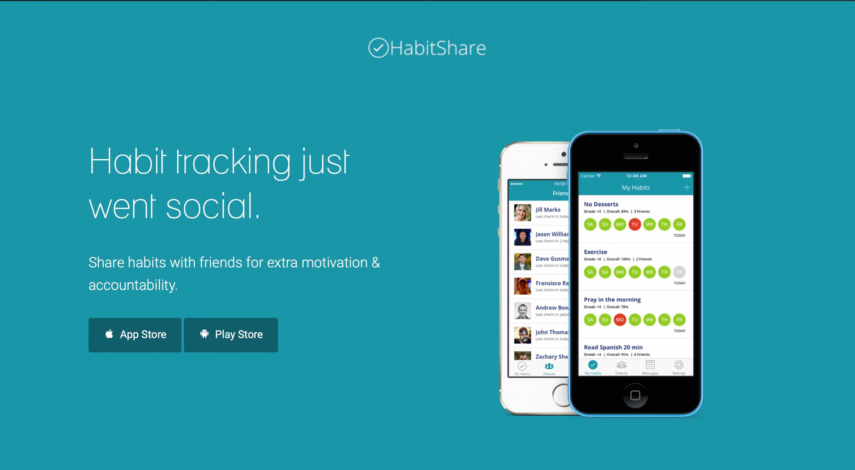 Интерфейс HabitShare — обмен привычками