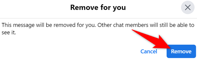 Выберите «Удалить» в подсказке, чтобы убрать сообщение из своей истории.
