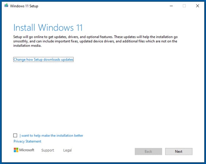 процесс установки windows 11