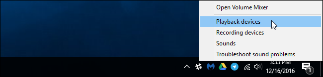 Окно со списком устройств воспроизведения в Windows