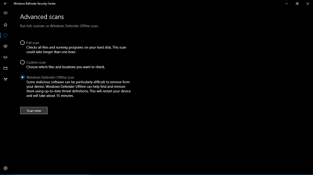 Скриншот Windows Defender: раздел «Защита от вирусов и угроз»