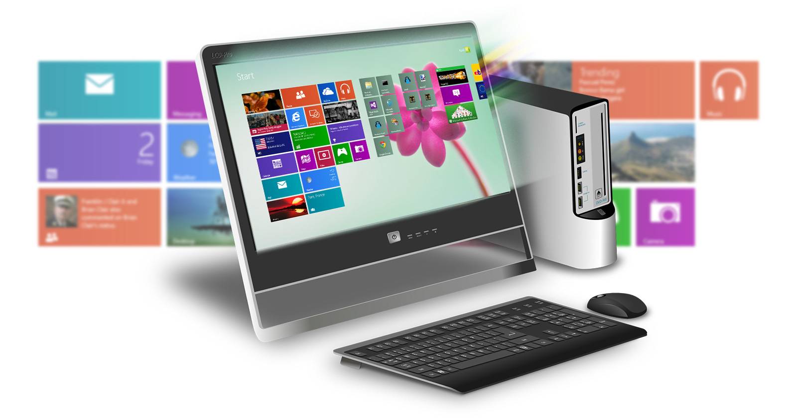 Рабочий стол Windows 8 с плиточным интерфейсом