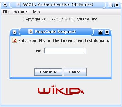 Ввод PIN в клиенте токена WiKID