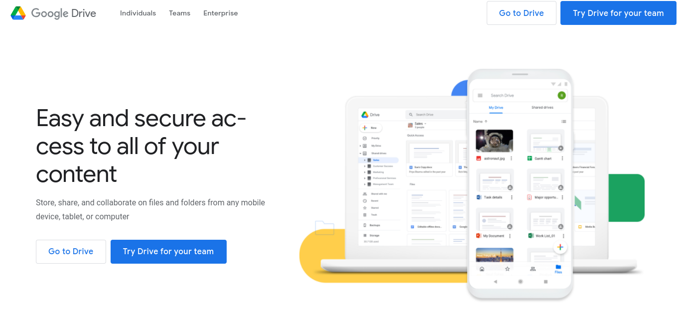 Веб-интерфейс Google Drive