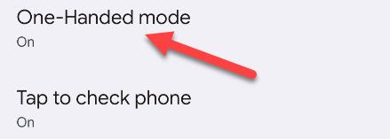 Переход в пункт «Режим одной рукой» в настройках Google Pixel.