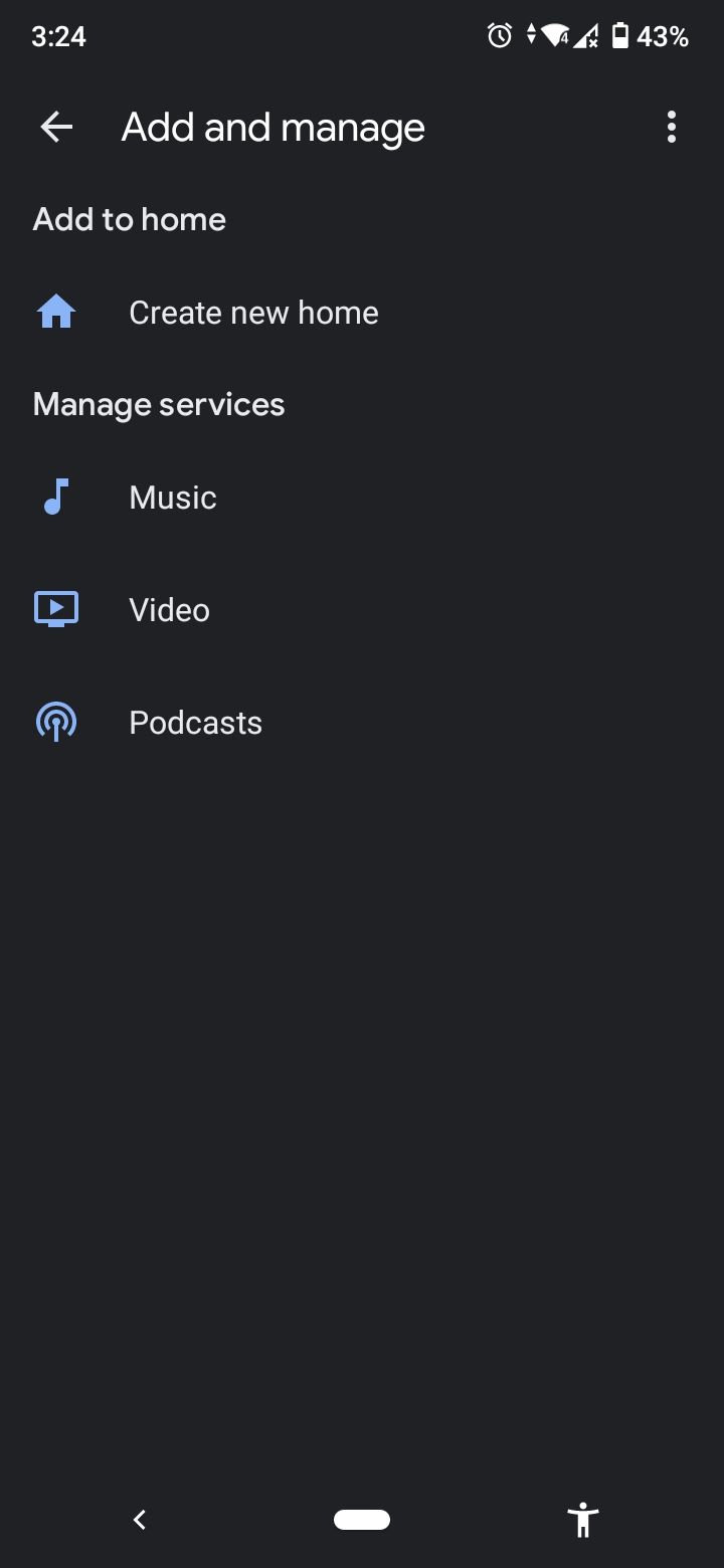 Опции добавления устройства в Google Home