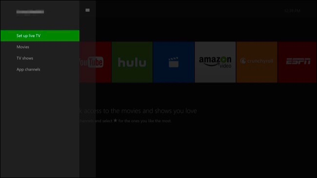 Пункт меню для настройки живого ТВ в OneGuide
