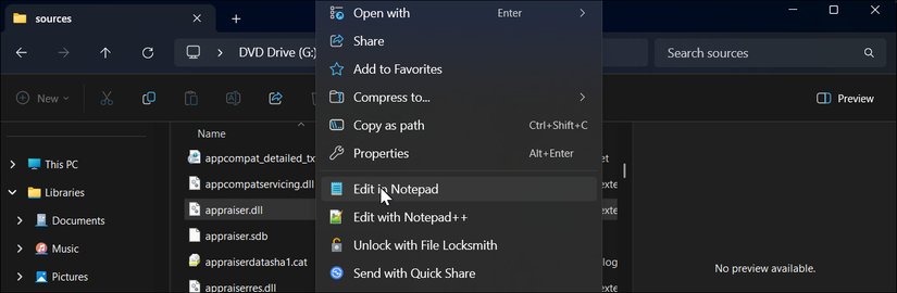Контекстное меню в Проводнике для открытия файла через Блокнот