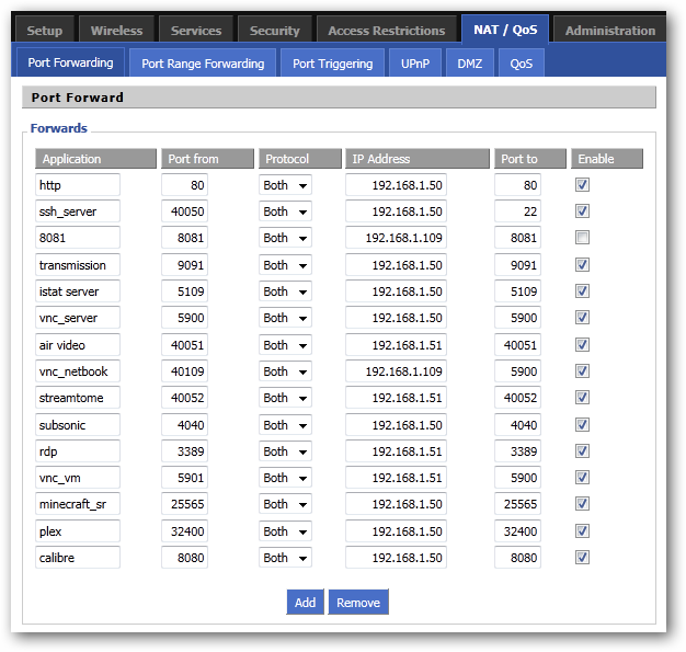 Скриншот панели статических арендуемых адресов