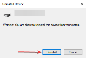 Подтверждение удаления устройства — кнопка Удалить