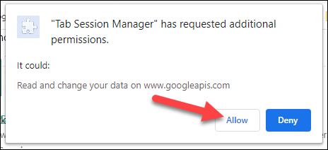 Запрос разрешений расширением для доступа к данным в Google Drive