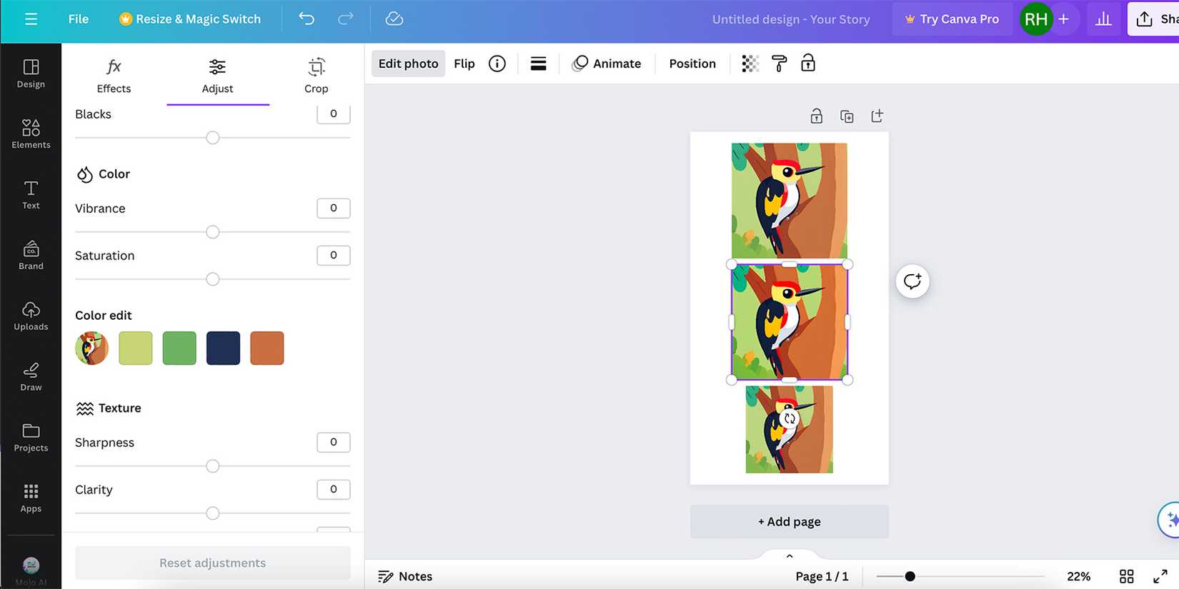 Инструменты Color Edit в Canva