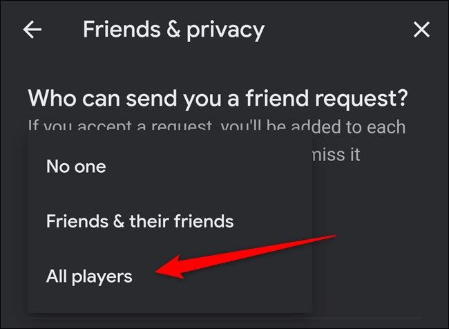 Выбор All Players в настройках Google Stadia