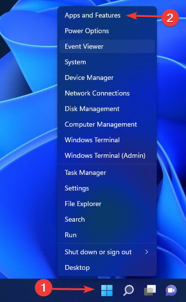 Список приложений Windows — раздел Приложения и возможности
