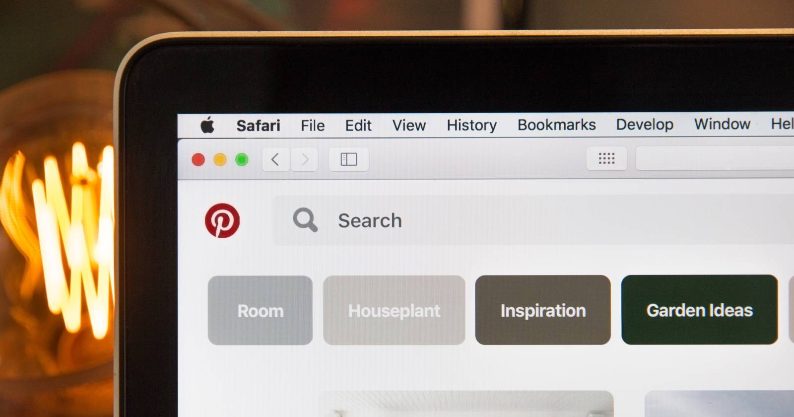 Поисковая строка на странице Pinterest