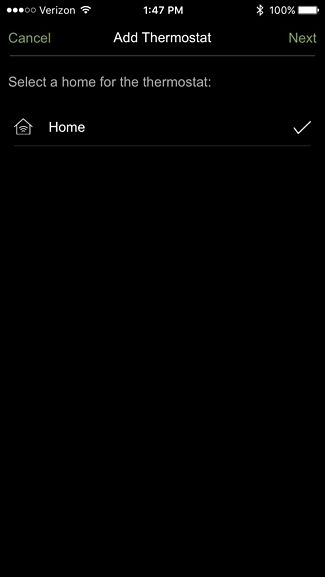 Экран создания или выбора «Home» (Дома) в Ecobee для HomeKit.