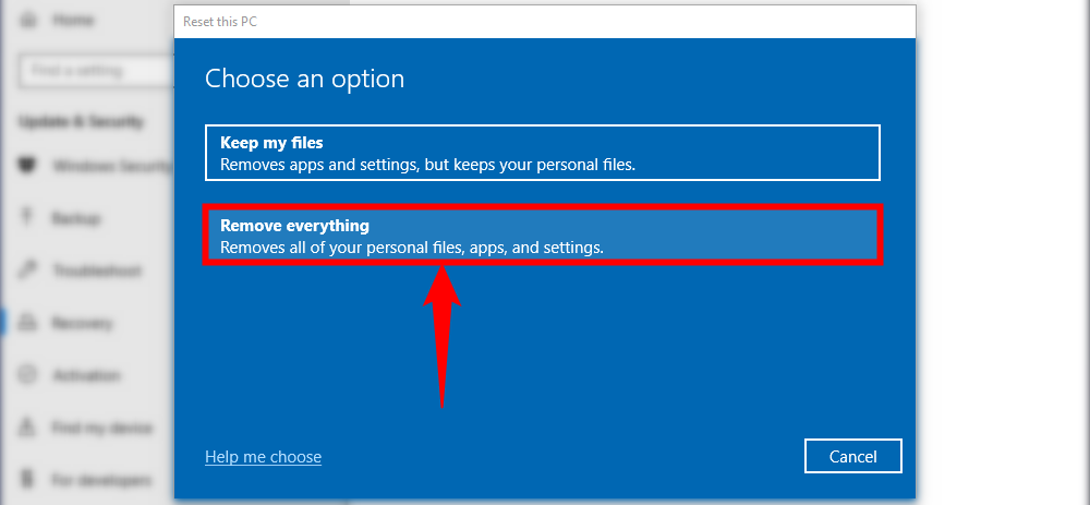Выберите опцию 