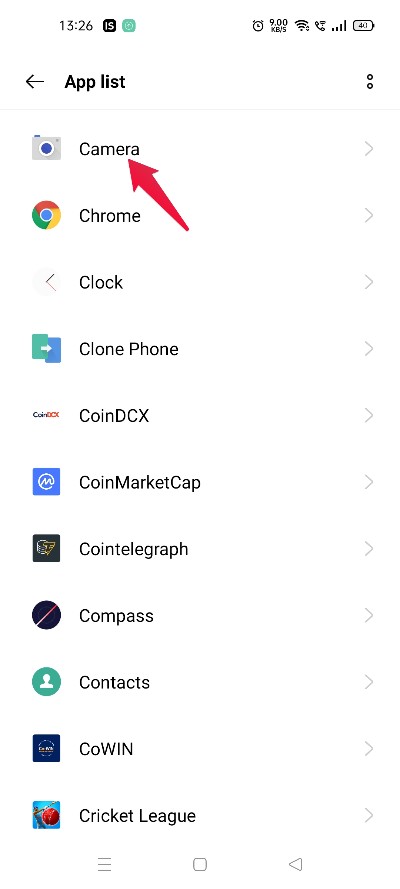 Экран настроек приложения Камера