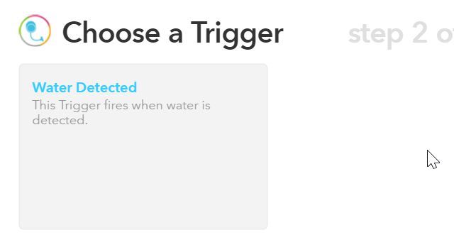 Выбор триггера Water Detected