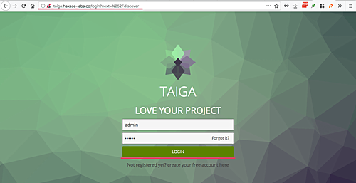 Авторизация в Taiga