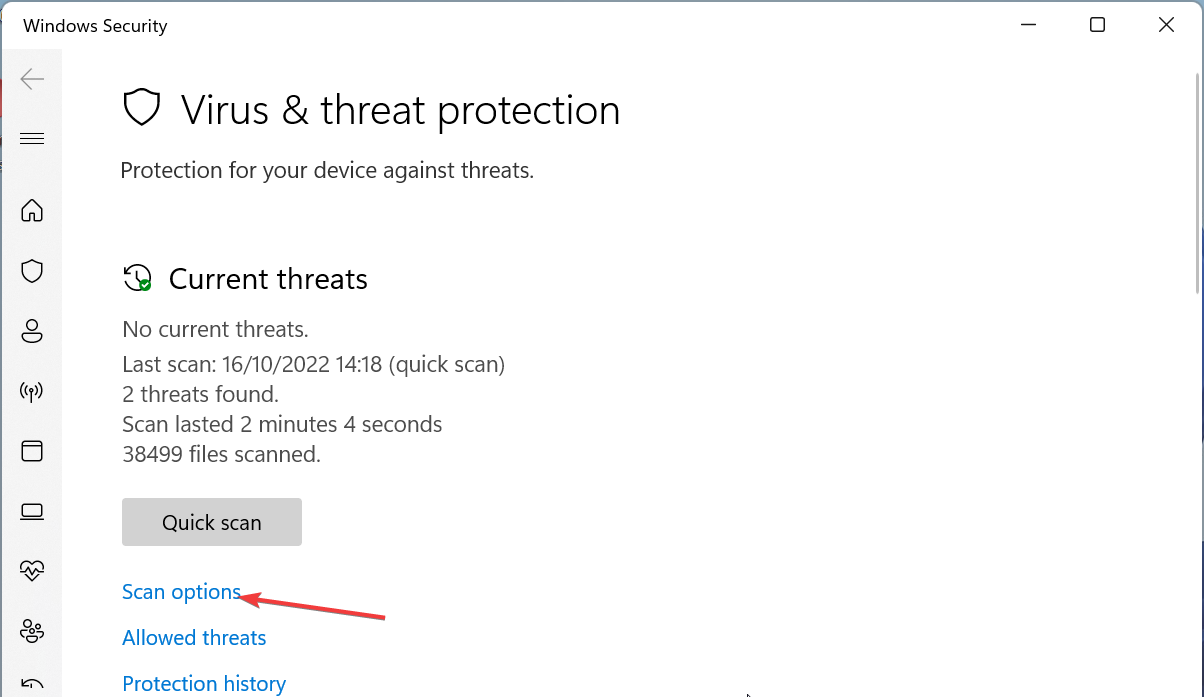 Параметры сканирования в Windows Defender
