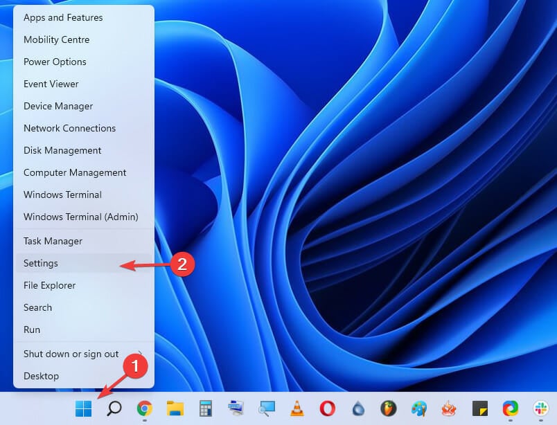Открыть меню Пуск и выбрать Параметры