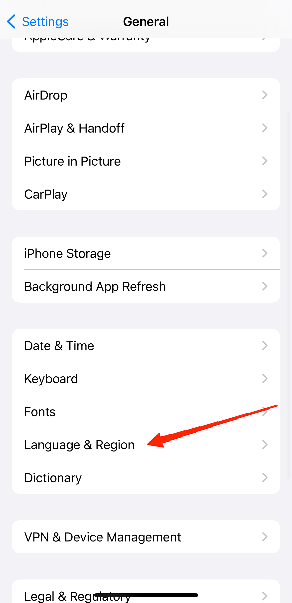 Проверка языка и региона