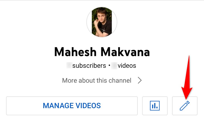 Нажмите на значок карандаша для редактирования канала.