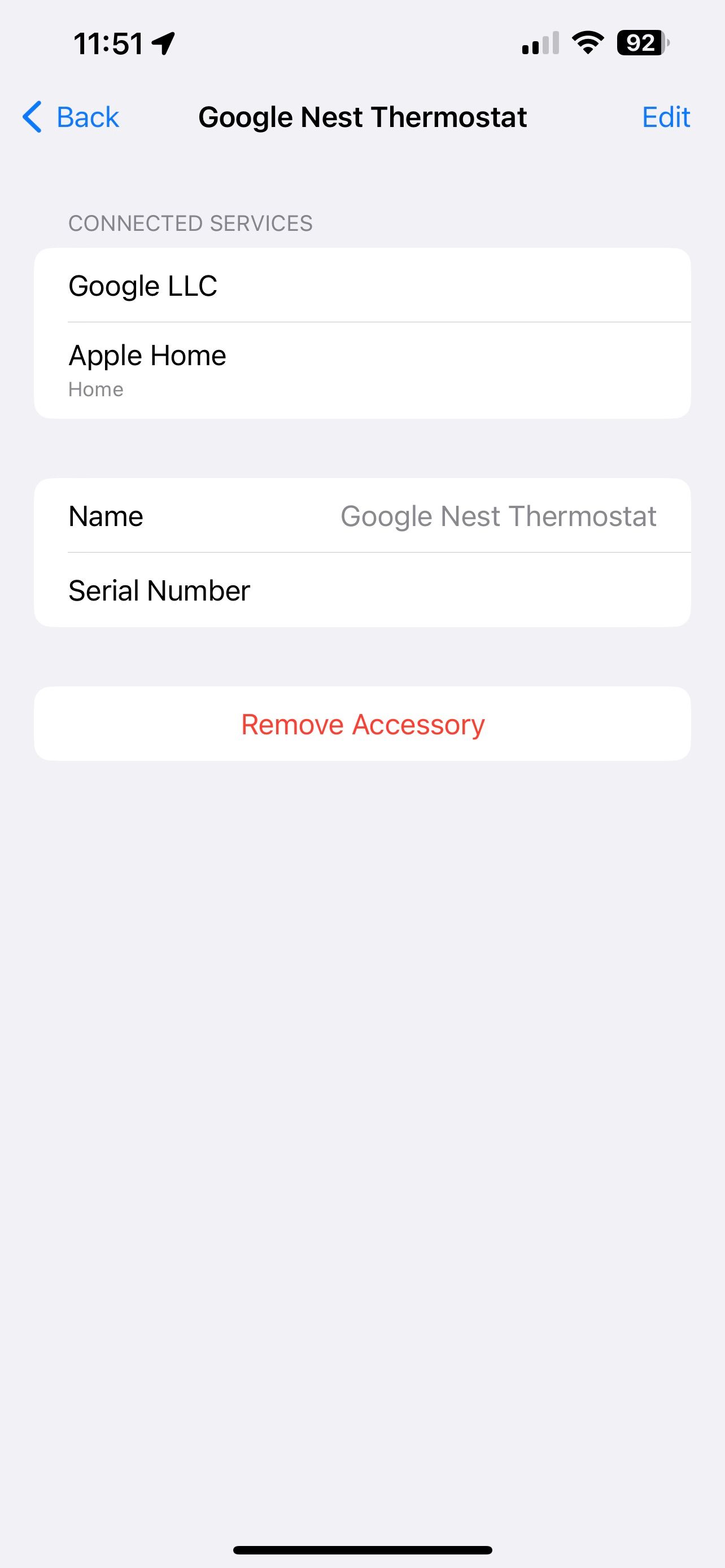 Настройки аксессуаров Matter в iOS