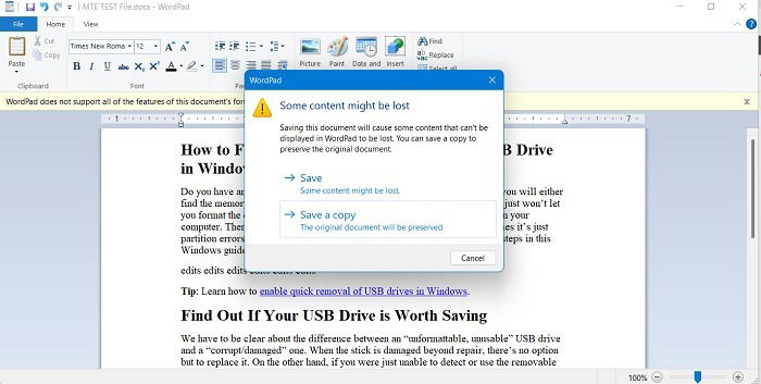Open Docx No Word Wordpad Save