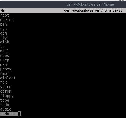 список групп на сервере Ubuntu