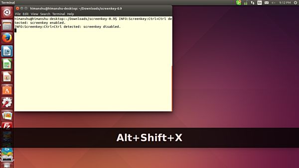 Пример включённого отображения Shift в Screenkey