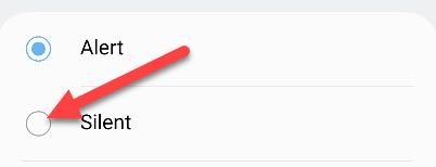 Выбор тихого режима для канала уведомлений.