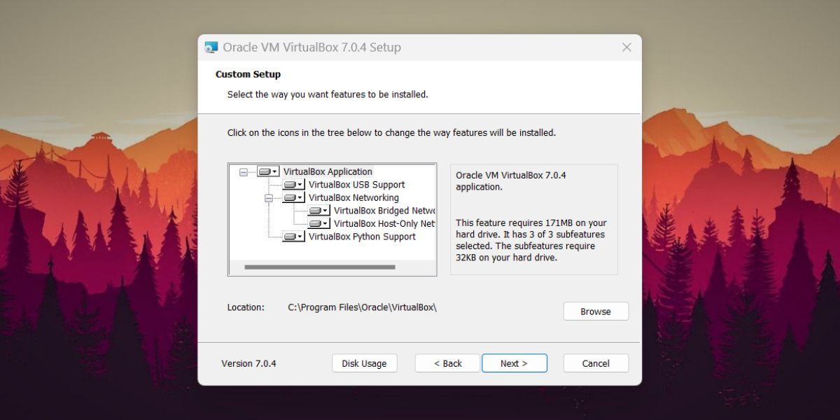 Мастер установки VirtualBox 7.0