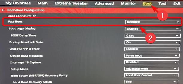 Отключение Fastboot