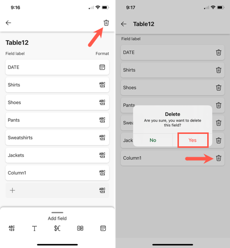 Удаление поля (столбца) из таблицы