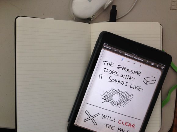 Интерфейс Penultimate с видом блокнота и инструментов