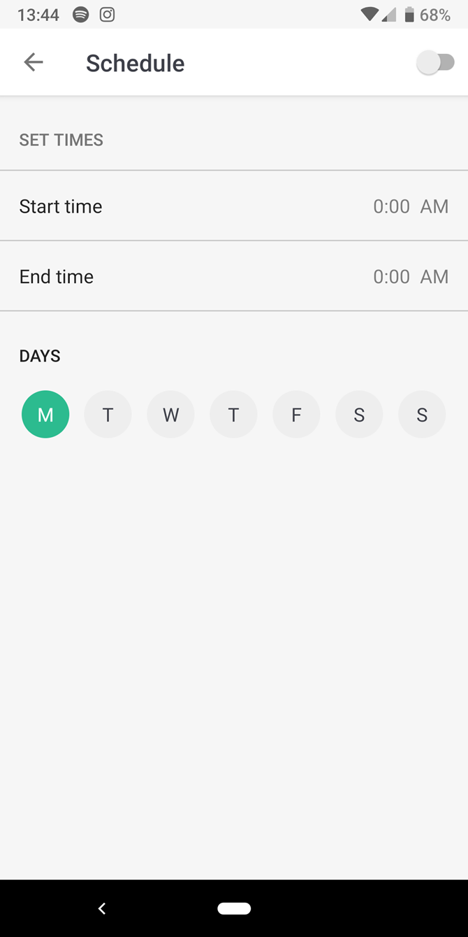 Настройка расписания в BlockSite