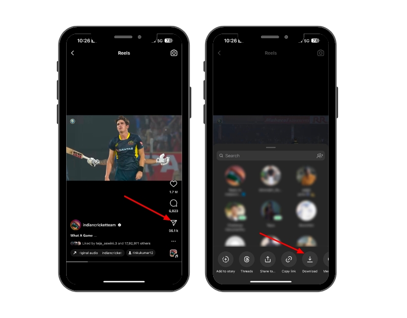 Télécharger un Reel Instagram depuis l'application mobile