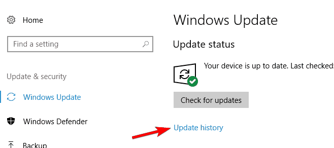 История обновлений Windows — ссылка на «Просмотр журнала обновлений»