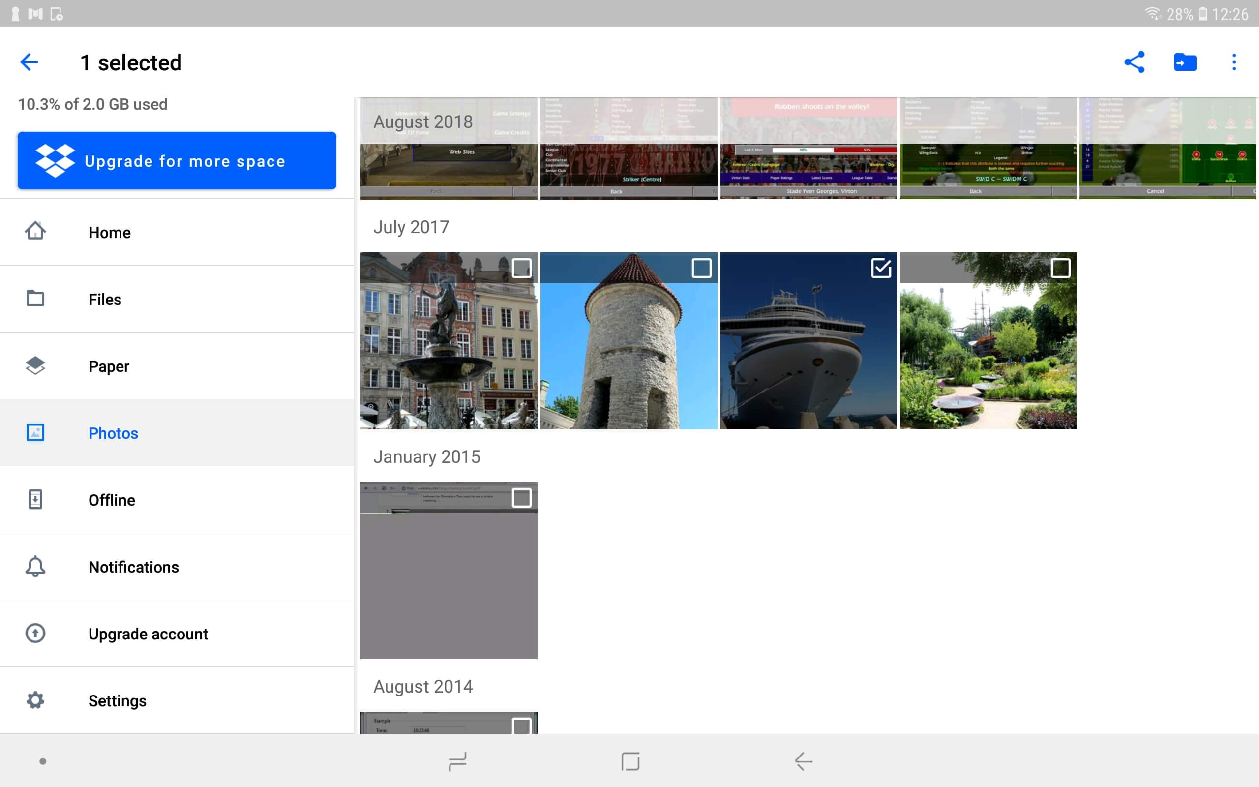 Copiare foto da Dropbox alla Galleria Android