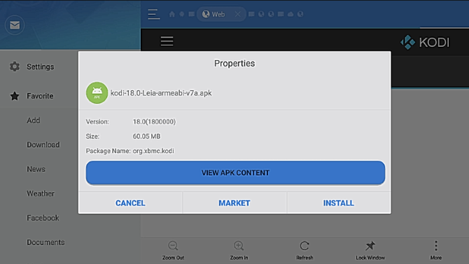 Установка Kodi через ES File Explorer