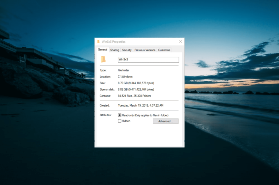 Очистка папки WinSxS в Windows